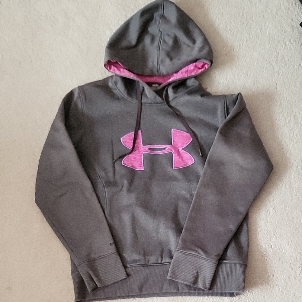Under Armour Charcoal Hoodie with Pink Emblem